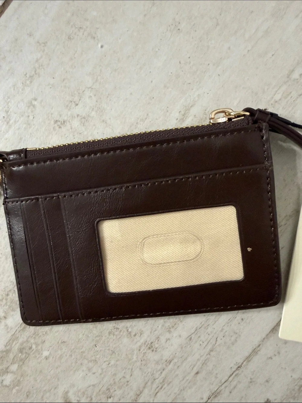 Ted Baker Dark Brown Leather Card & Key Holder with Gold Chain ..nwt ..authentic